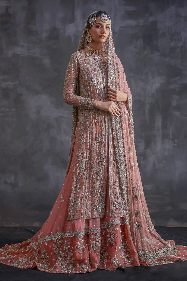 Pakistani Bridal Dress in Pink Gharara and Jacket Style