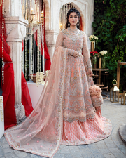 Pakistani Bridal Dress in Pishwas Frock Lehenga Style