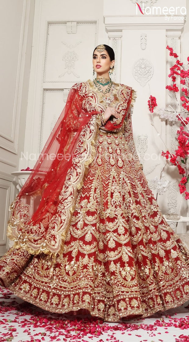  Pakistani Bridal Dress in Red Color for Wedding