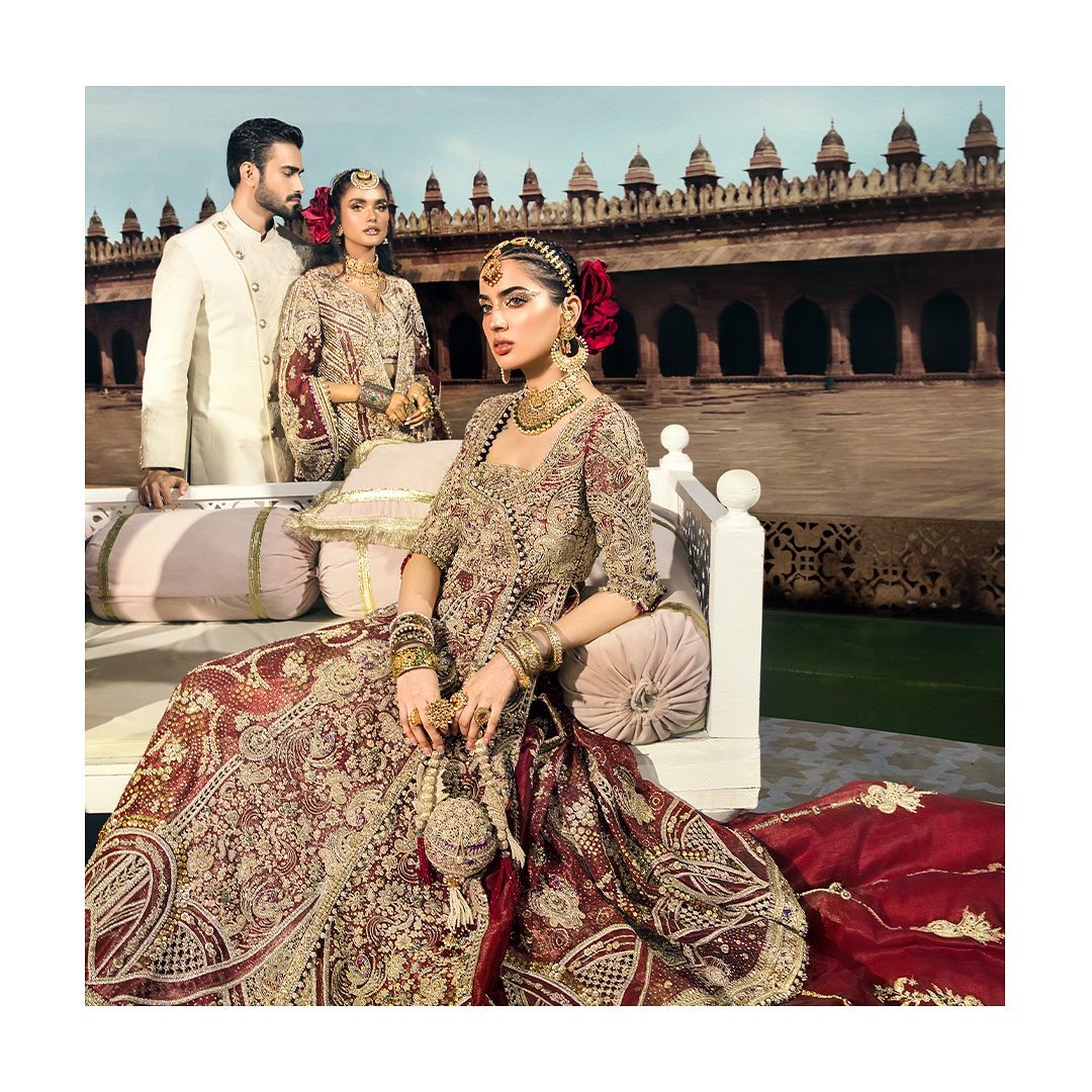 Elegant Pakistani Bridal Dress & Red Lehenga Kameez