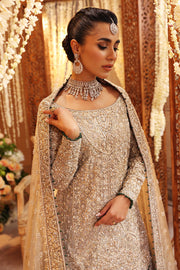 Pakistani Bridal Dress in Silver Lehenga Shirt Dupatta Style