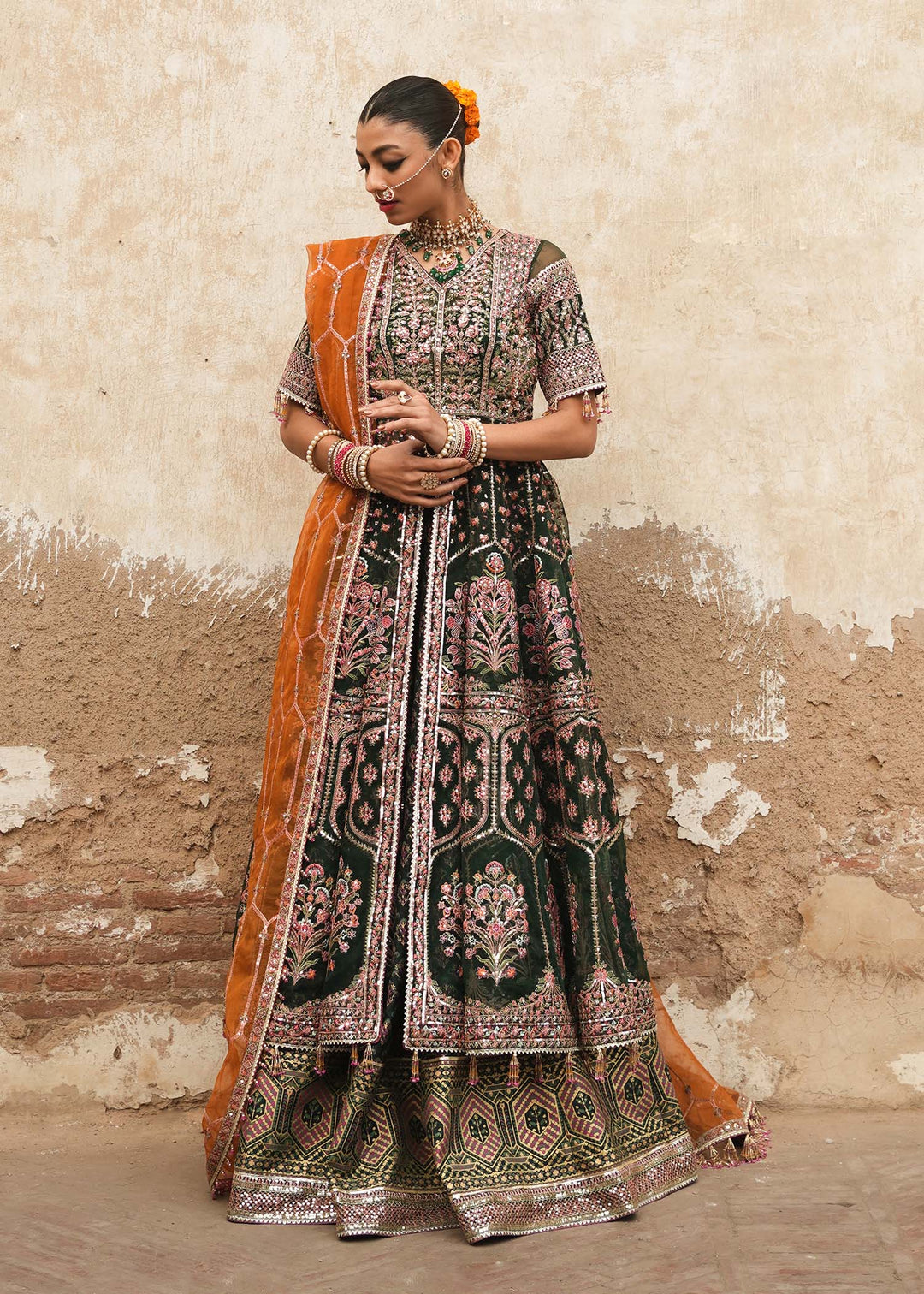 Pakistani Bridal Dress in Traditional Pishwas Style