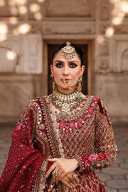 Pakistani Bridal Dress in Traditional Pishwas Frock Style