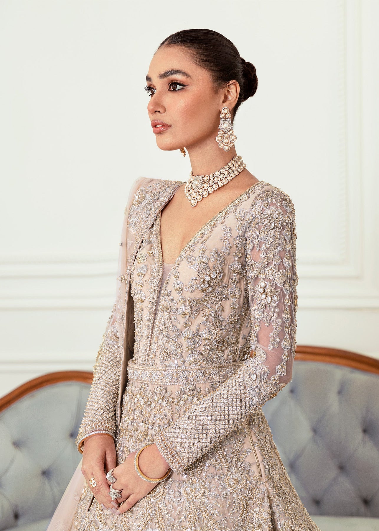 Pakistani Bridal Dress in Wedding Lehenga Gown Style – Nameera by Farooq
