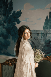 Pakistani Bridal Frock Dupatta and Silk Lehenga Walima Dress