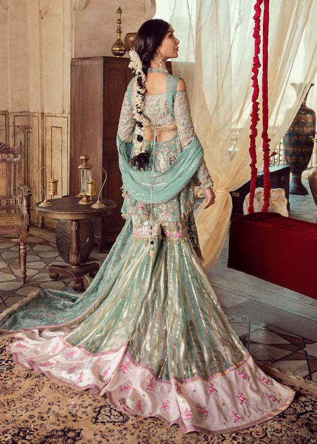 Pakistani Bridal Fairytale Gharara for Wedding Backside Look