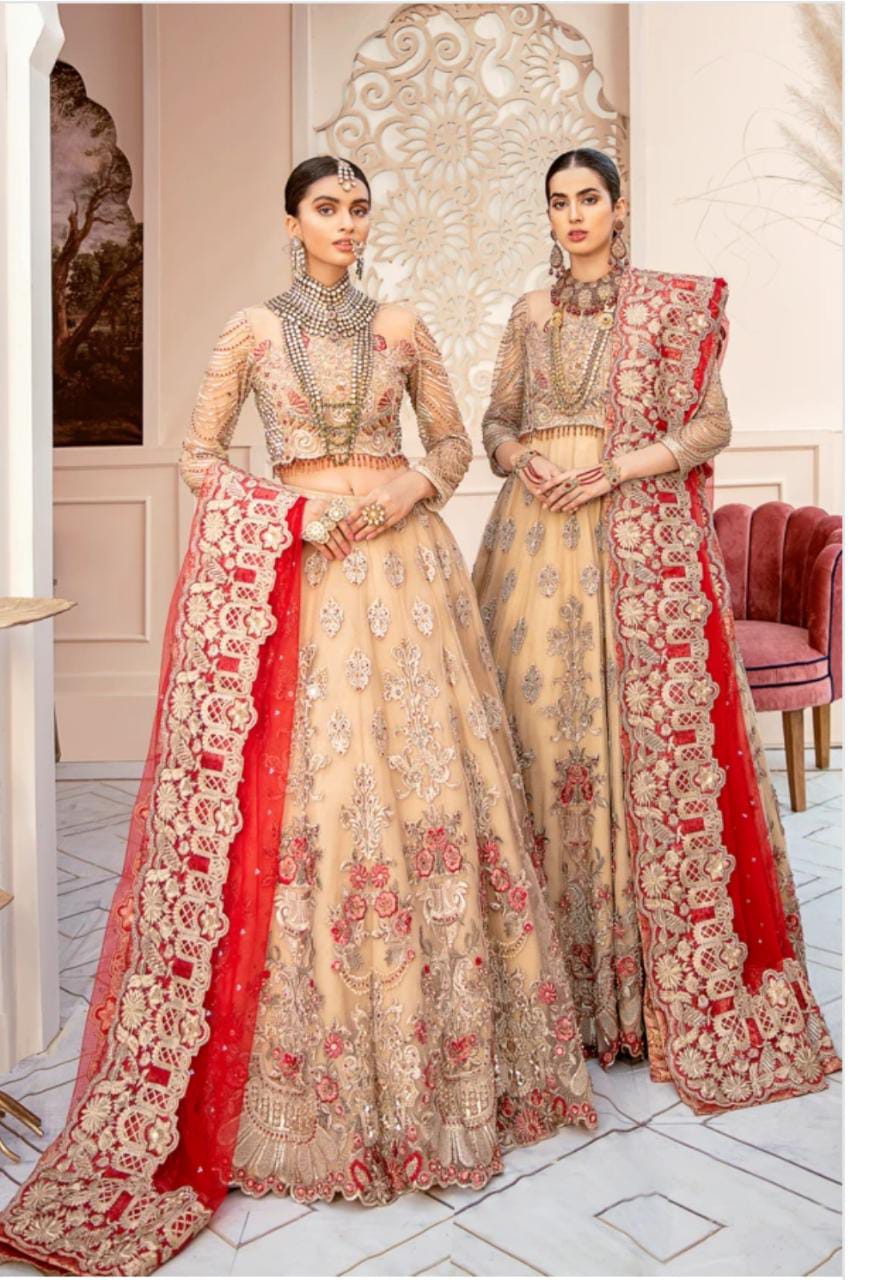 Pakistani Bridal Festive Lehnga Choli in Skin Color