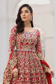 Pakistani Bridal Frock Lehenga Dress in Red Online