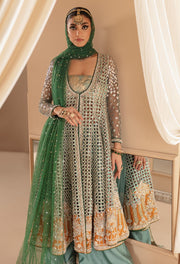Pakistani Bridal Frock Sharara and Dupatta Mehndi Dress
