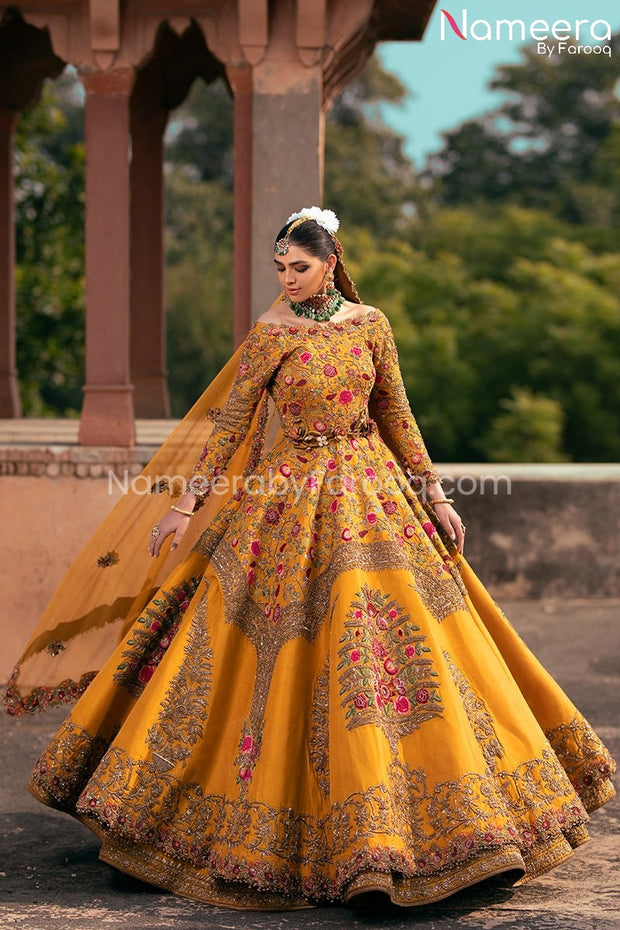 Mustard pakistani dresses sale