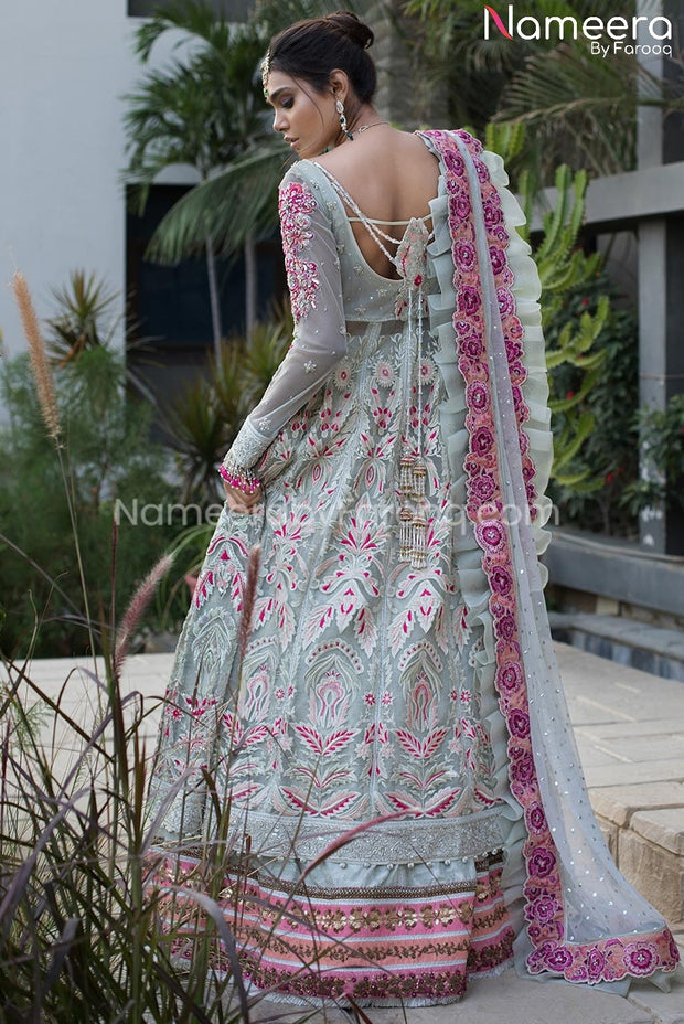 Pakistani Bridal Frock with Banarasi Lehenga