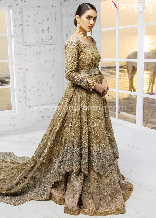 Pakistani Bridal Frock with Lehenga