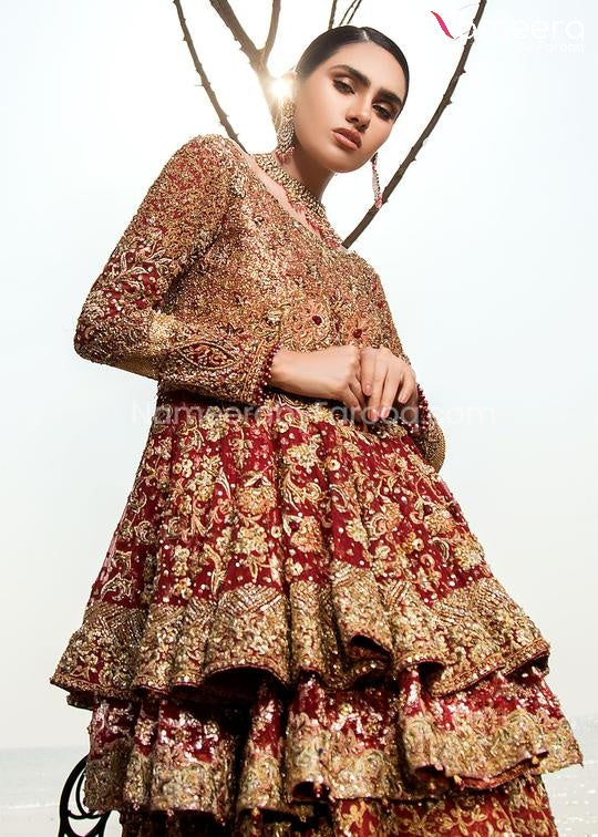 Pakistani Bridal Frock with Lehenga