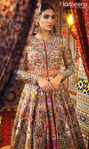Pakistani Bridal Frock with Multi-Colored Embroidery