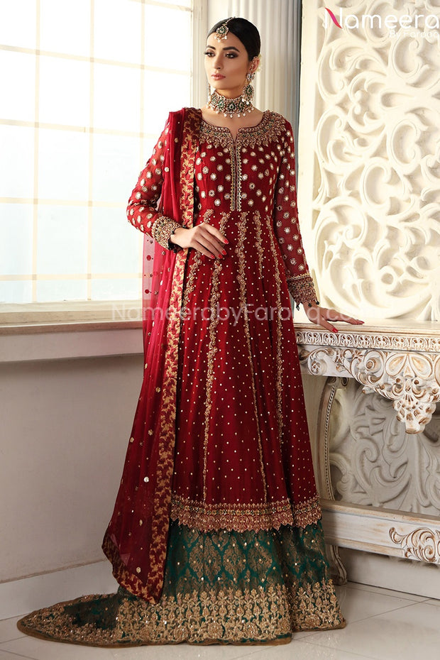 Pakistani Bridal Gharara with Dabka Embroidery Front look