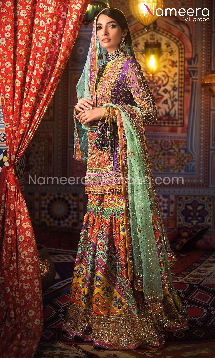 Pakistani Bridal Gharara with Short Shirt