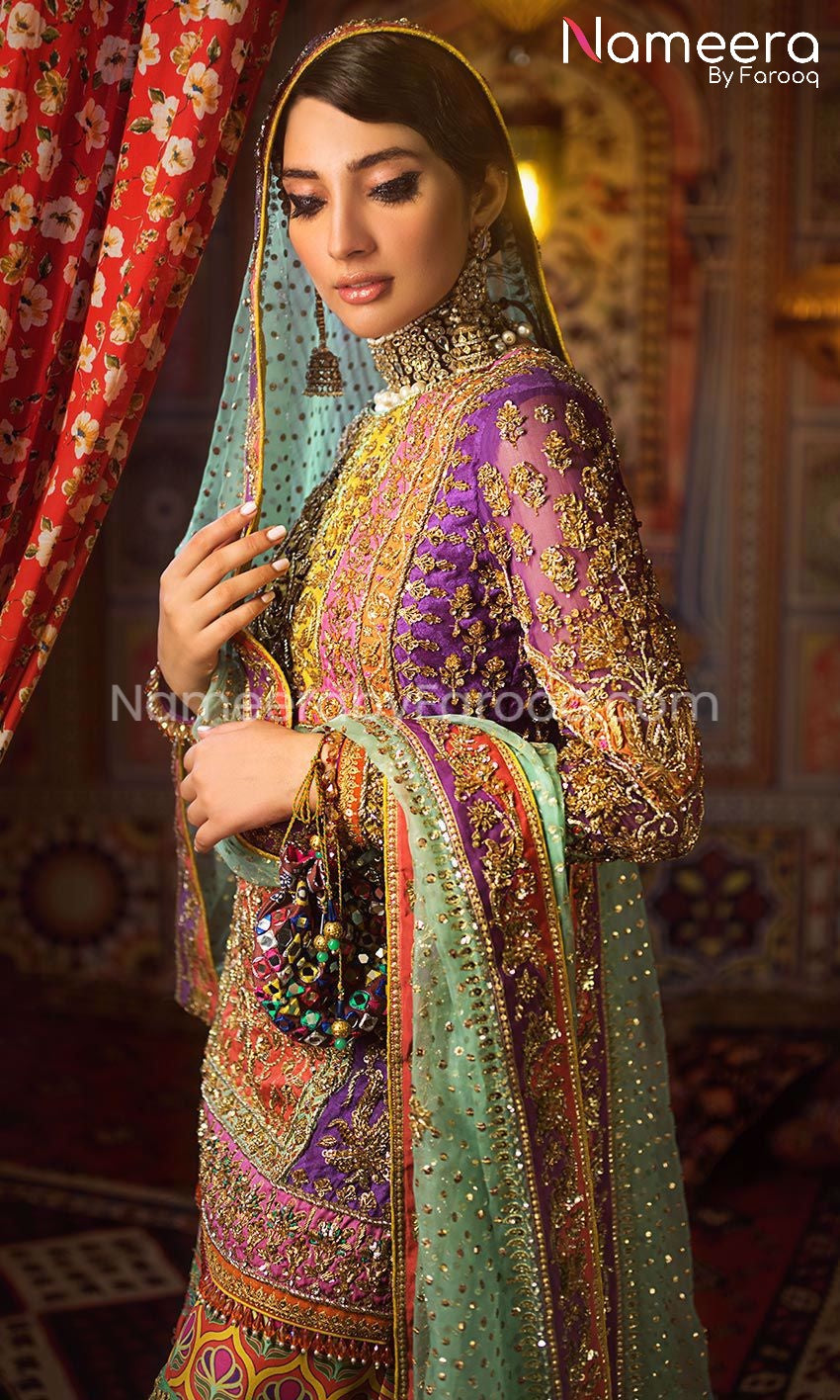 Pakistani Bridal Gharara with Short Shirt Online