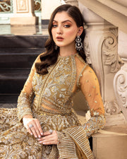 Pakistani Bridal Gown Lehenga and Dupatta Dress in Net Fabric