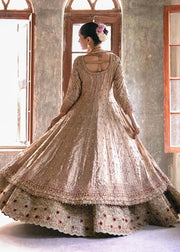 Pakistani Bridal Gown with Golden Lehenga and Dupatta Online