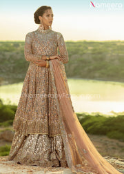 Pakistani Bridal Gown with Lehenga and Dupatta Dress