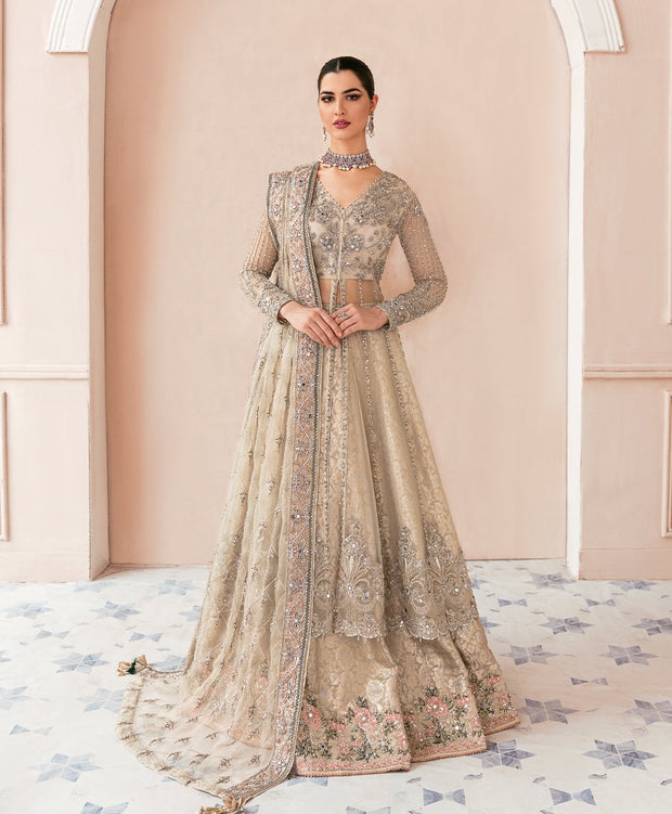 Pakistani Bridal Gown with Lehenga and Dupatta Dress