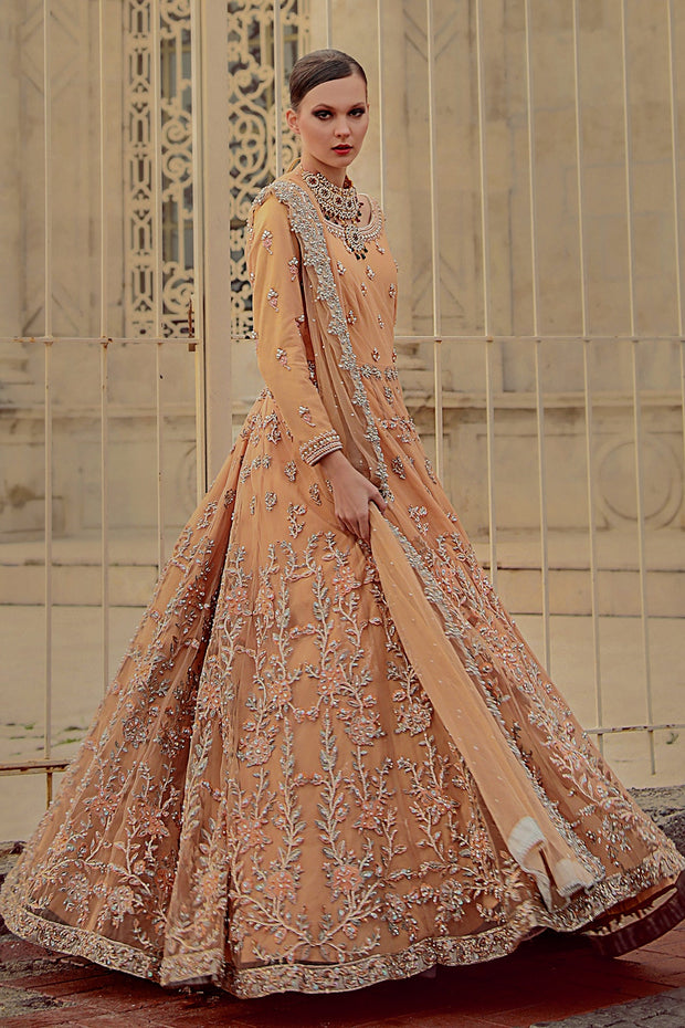 Pakistani Bridal Gown with Lehenga and Dupatta Dress