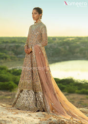 Pakistani Bridal Gown with Lehenga and Dupatta Online
