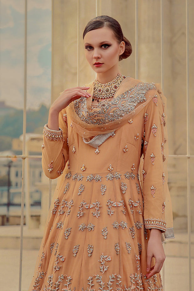 Pakistani Bridal Gown with Lehenga and Dupatta for Wedding