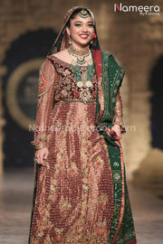 Pakistani Bridal Gown with Long Train