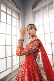 Pakistani Bridal Gown with Red Lehenga and Dupatta Online
