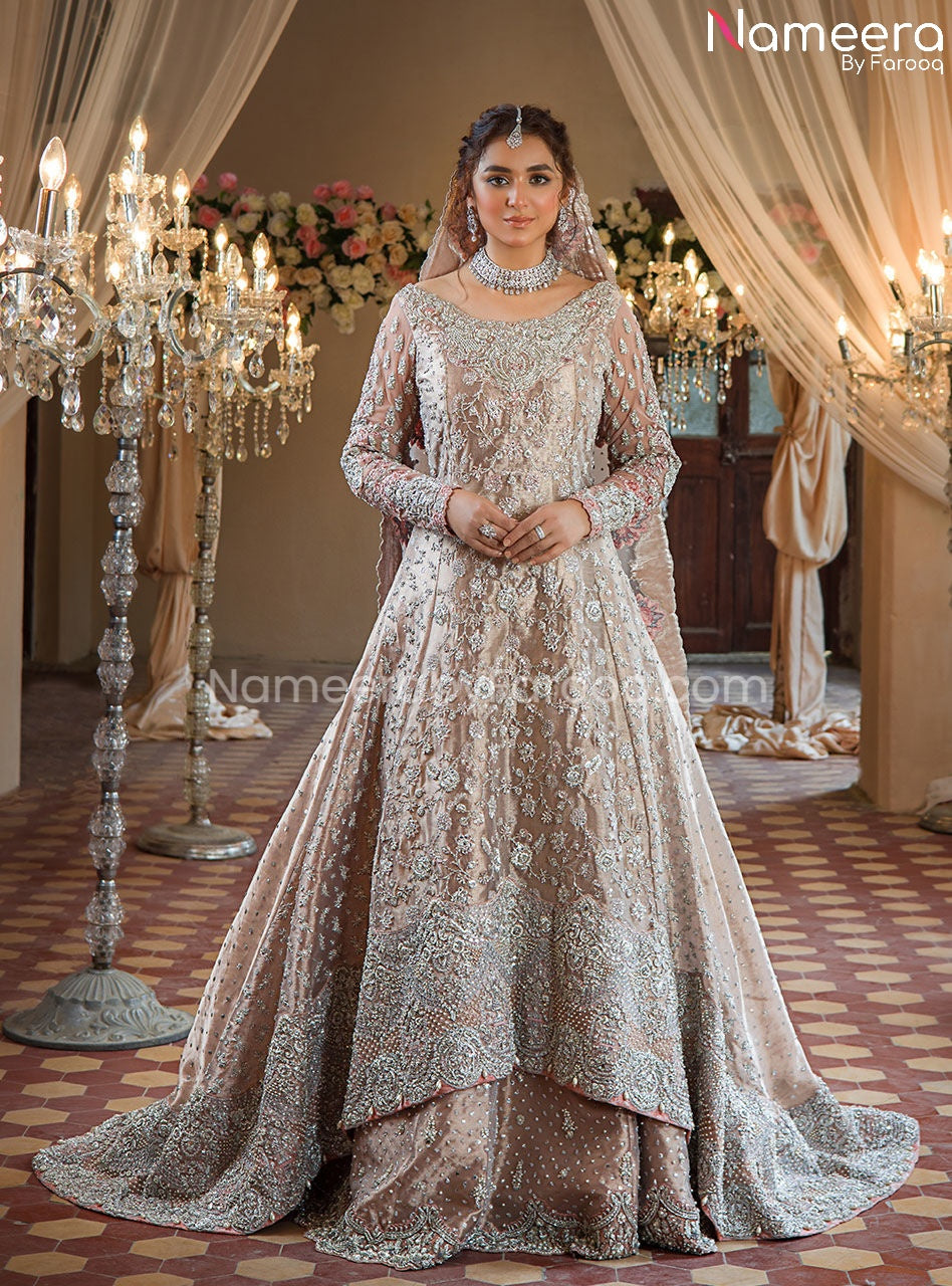 Pakistani Bridal Gown with Sharara in Brocade