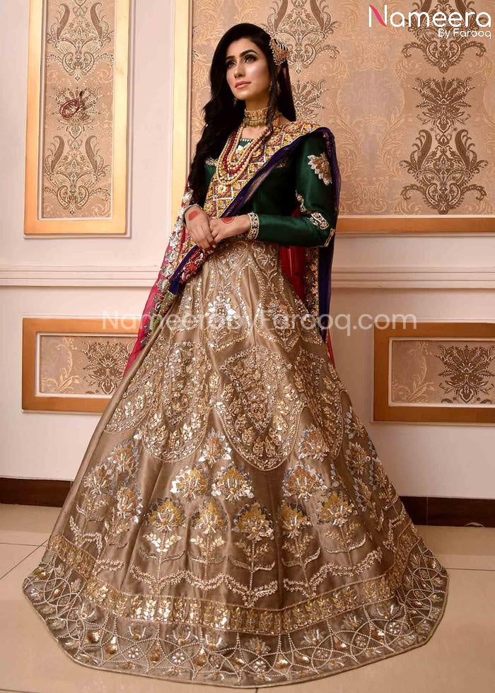 Pakistani Bridal Green Lehenga Choli Dupatta