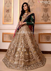 Pakistani Bridal Green Lehenga Choli Dupatta