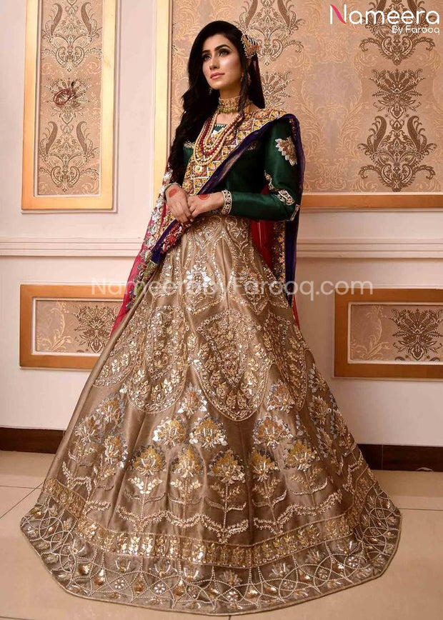 Pakistani Bridal Green Lehenga Choli Dupatta