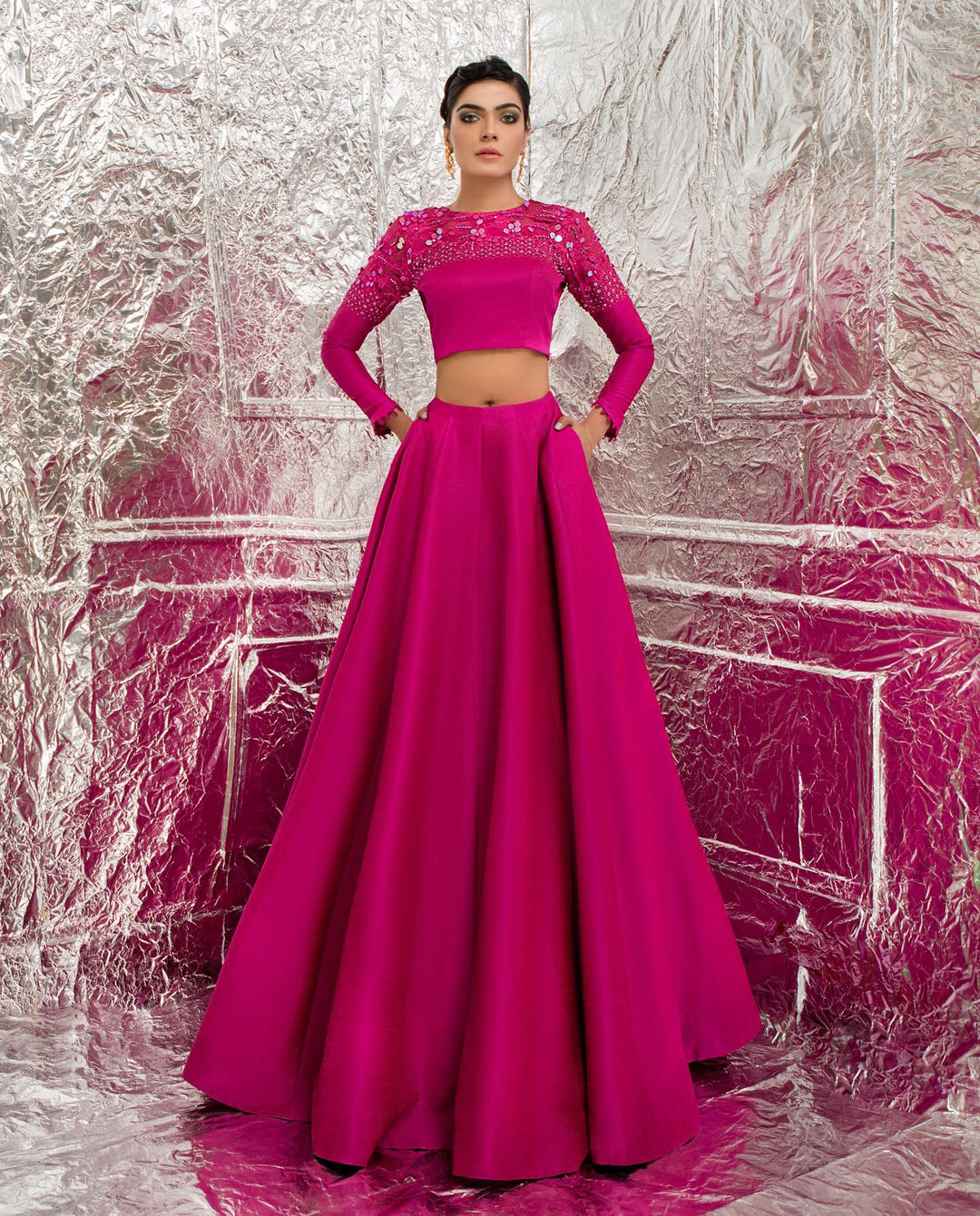Hot Pink Pakistani Bridal Lehenga Choli for Elegant Weddings