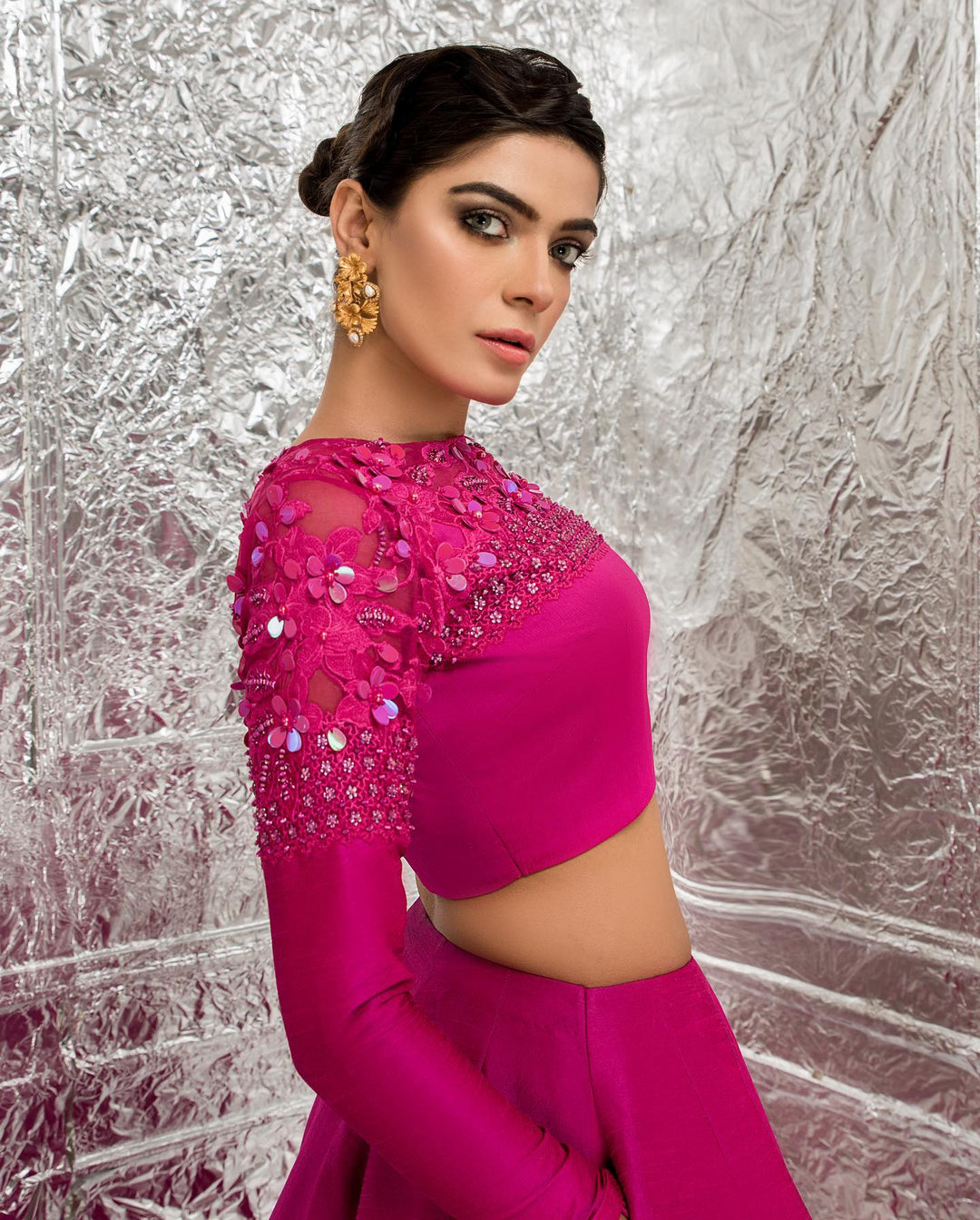 Hot Pink Pakistani Bridal Lehenga Choli for Elegant Weddings