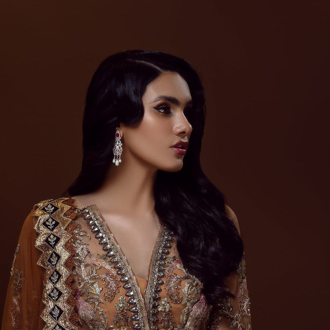 Majestic Pakistani Bridal Jacket Sharara Dress with Dupatta