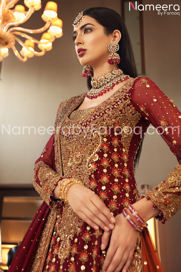 Pakistani Bridal Lehenga 2021 with Embroidery Neckline Embroidery
