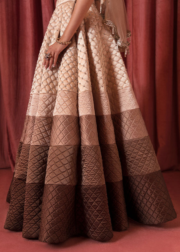 Pakistani Bridal Lehenga Choli Dress in Ivory Color Online