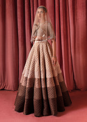 Pakistani Bridal Lehenga Choli Dress in Ivory Color