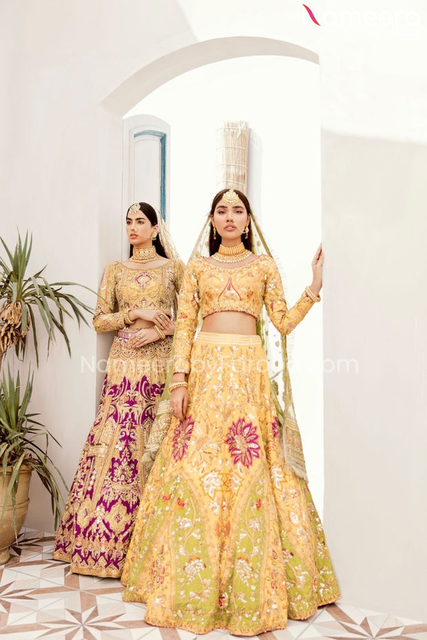 Pakistani Bridal Yellow Lehenga Choli