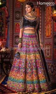 Pakistani Bridal Lehenga Choli in Black