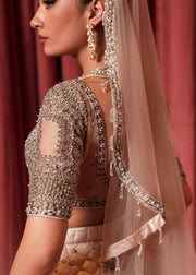 Pakistani Bridal Lehenga Choli in Ivory Color