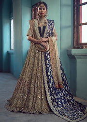 Pakistani Bridal Lehenga Dress in Rich Gold