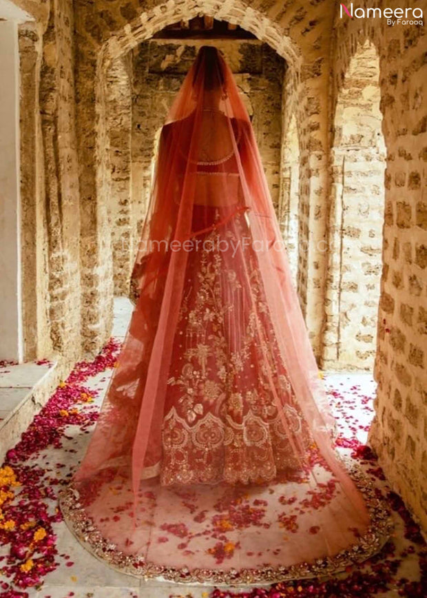 Red Pakistani Bridal Lehenga Online for Wedding #BN997