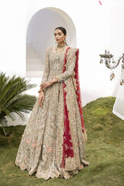 Pakistani Bridal Lehenga in Long Front Open Gown