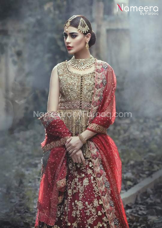 Pakistani Bridal Lehenga in Red Dress