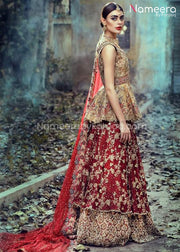 Pakistani Bridal Lehenga in Red