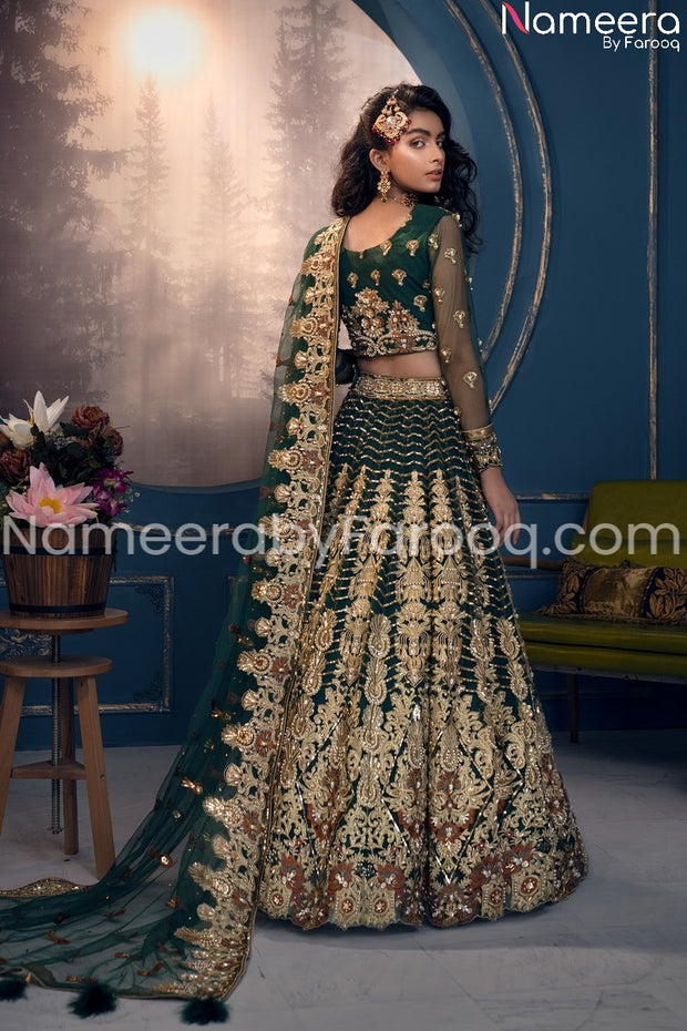 Embroidered Pakistani Bridal Lehenga with Choli  Backside Look
