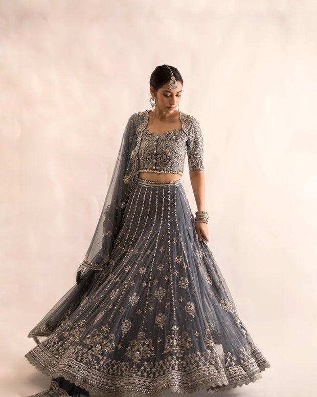 Pakistani Bridal Lehenga with Choli and Dupatta
